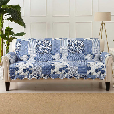 Scalloped Quilted Patchwork Sofa Protector